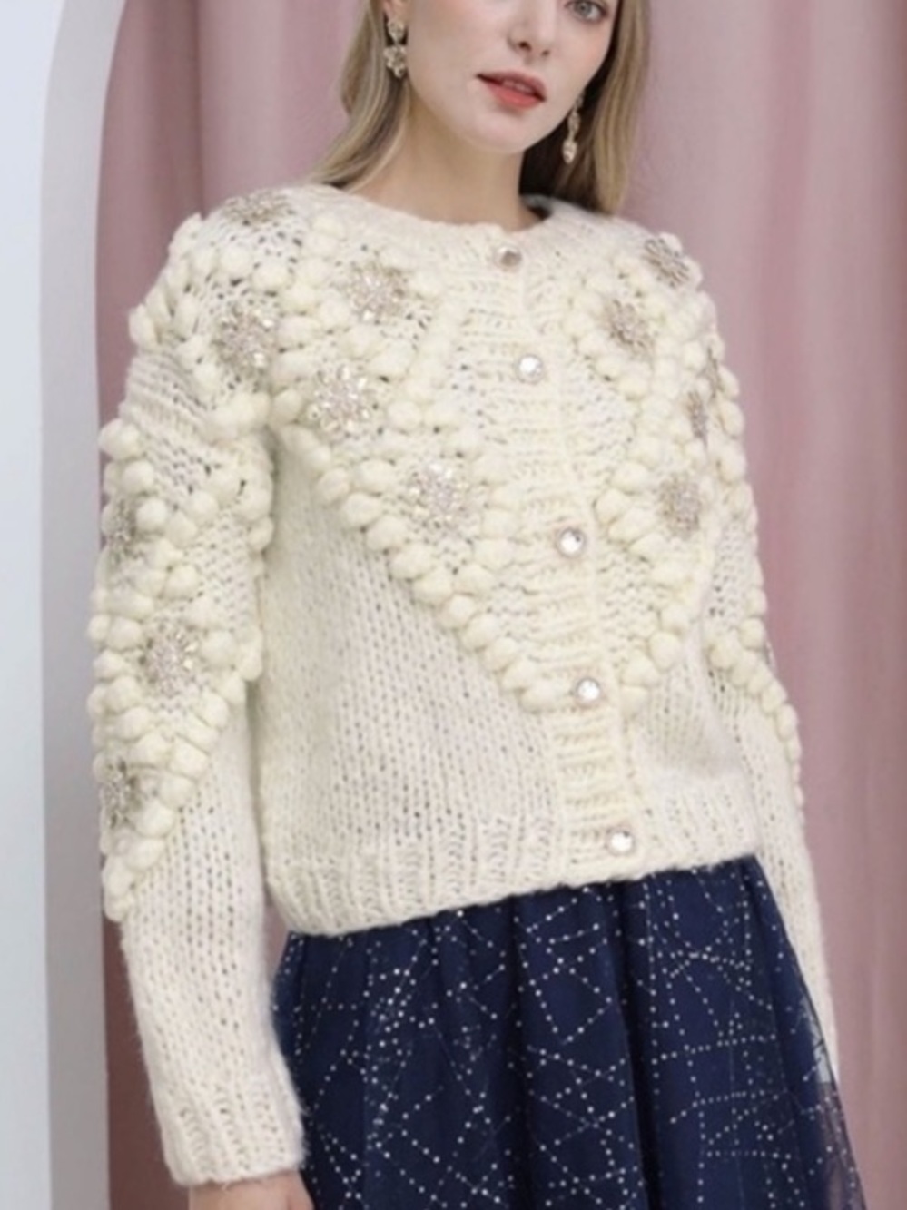 Cute 3D flower cardigan holiday style NWOT winter cottage core coquette
